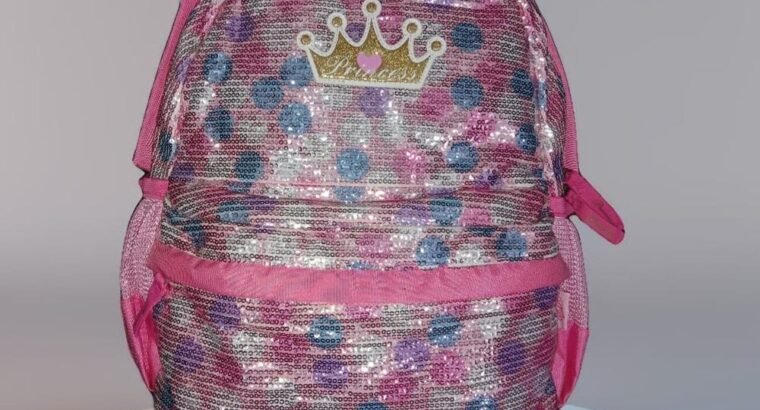 Kids Sequin Crown School Bag Pink Purple Silver