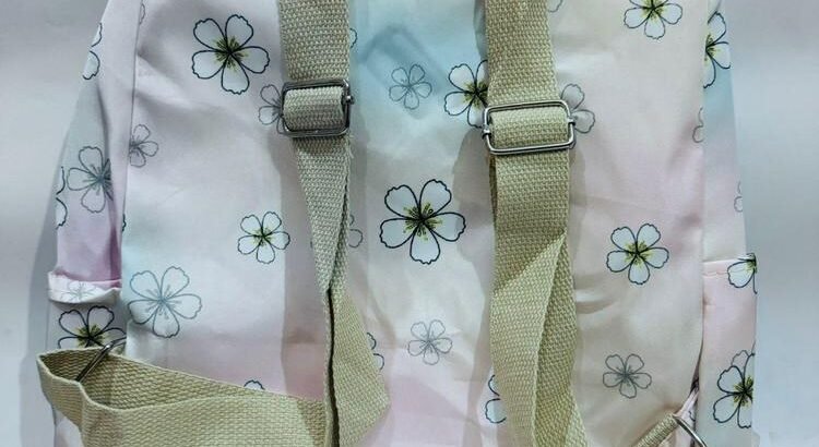 Back to School Girl’s Floral Pastel Backpack with Pom-Pom Charm