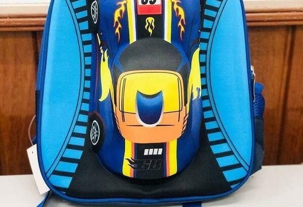 Back to School Blue Racing Car Design School Backpack for Boys