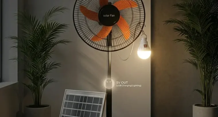 Portable Rechargeable Fan with Solar Plate, – 1 Pc, Reliable & Efficient fo