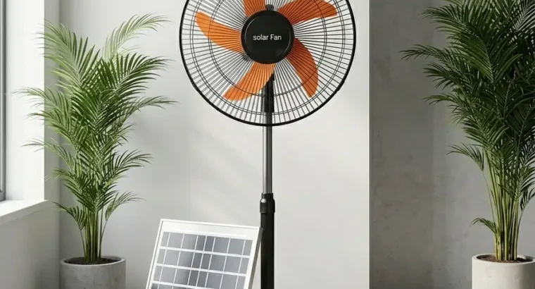 Portable Rechargeable Fan with Solar Plate, – 1 Pc, Reliable & Efficient fo