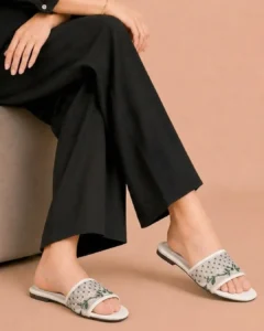 Women’s Rexine Fancy Flats- 083 – 1, Green & White