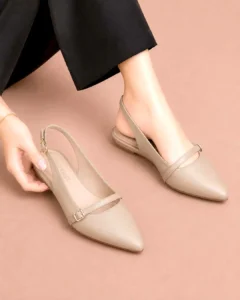 Elegant Slingback Pointed Toe Flats – 075 – Fawn