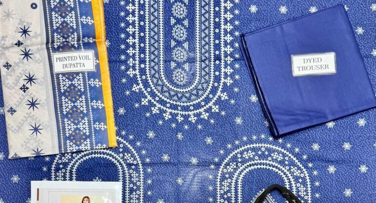 Stylish Blue Printed Suit for Women with Embroidery