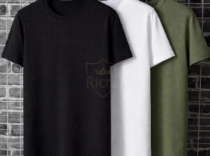 Premium Pack of 3 Crew Neck T-Shirts – White, Green and Black