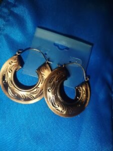 Stylish Gold-Tone Engraved Hoop Earrings for Women