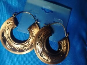 Stylish Gold-Tone Engraved Hoop Earrings for Women