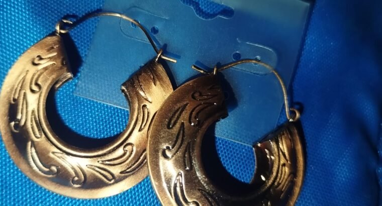 Stylish Gold-Tone Engraved Hoop Earrings...