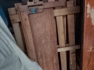 used wooden bed with side tables
