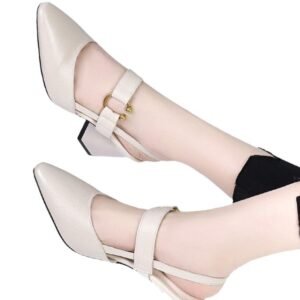 Summer New Back Empty Sandals Women’s Casual Square Horseshoe Heel Thick Hi