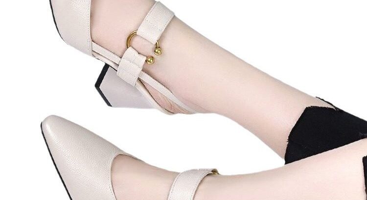 Summer New Back Empty Sandals Women’s Casual Square Horseshoe Heel Thick Hi