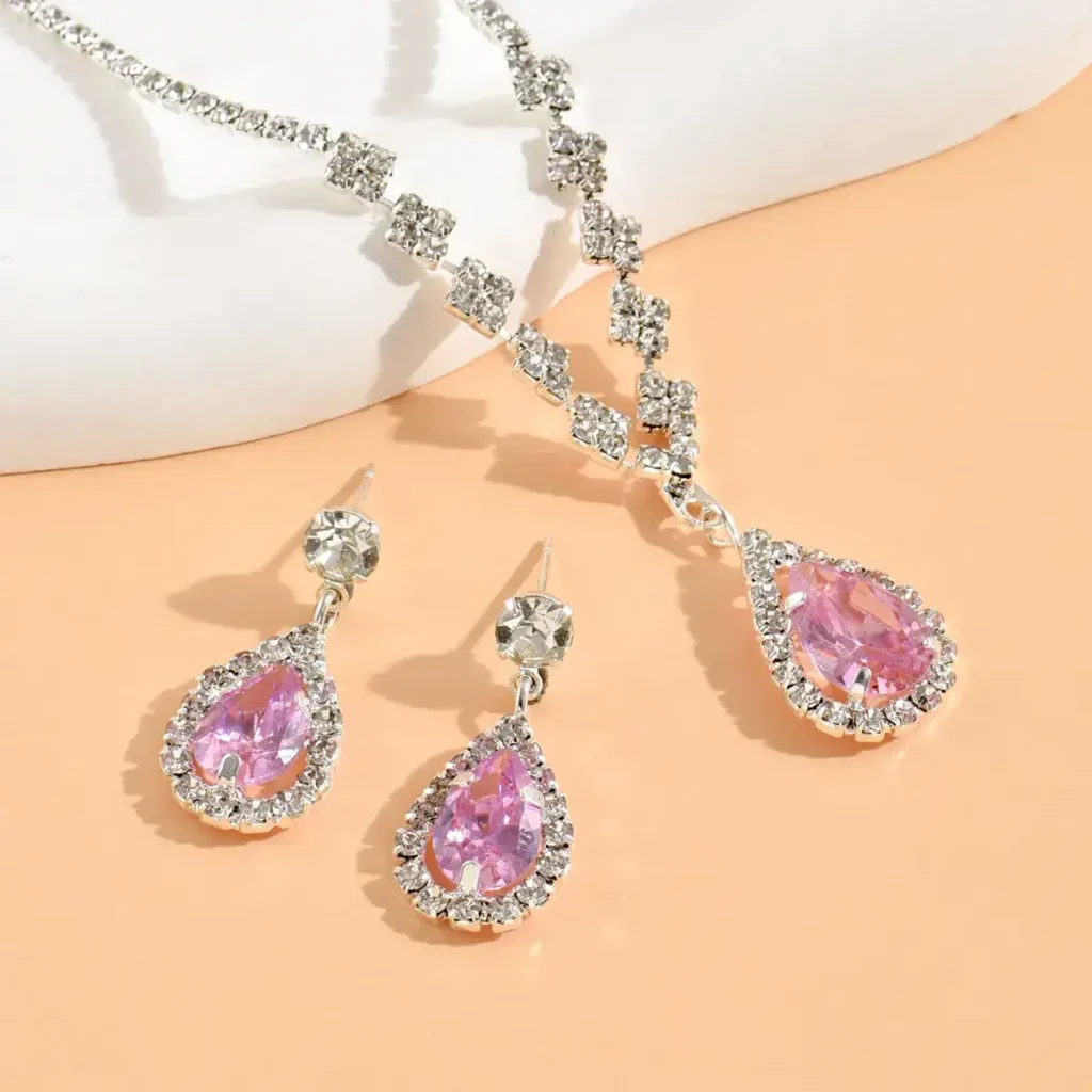 High – End Bridal Zircon Necklace and Earring Sets - photo 10