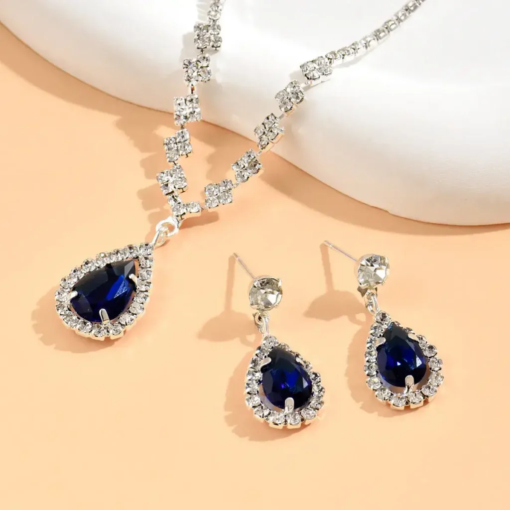 High – End Bridal Zircon Necklace and Earring Sets - photo 4