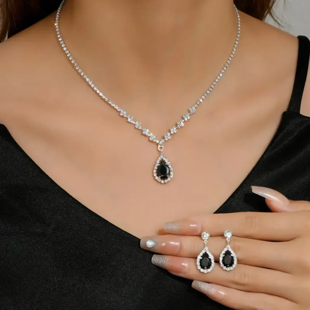 High – End Bridal Zircon Necklace and Earring Sets - photo 7
