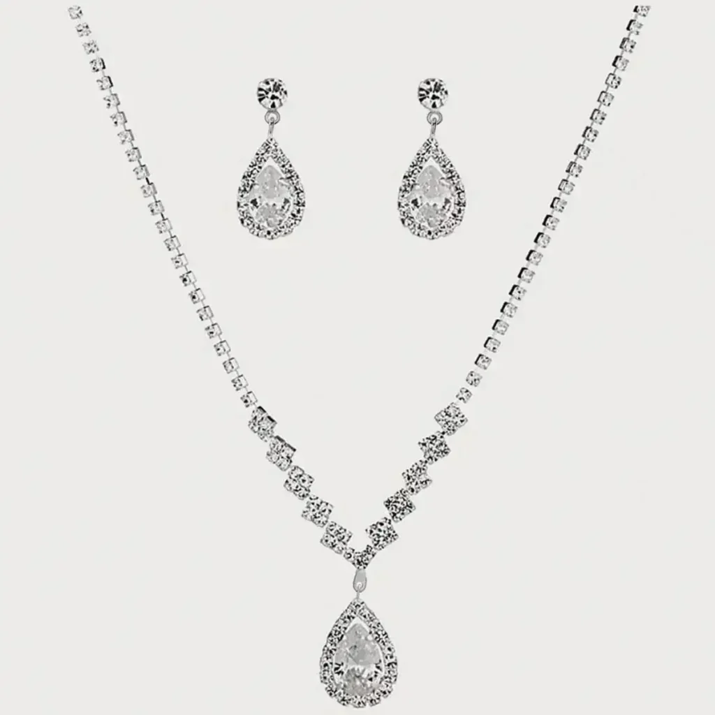 High – End Bridal Zircon Necklace and Earring Sets - photo 1