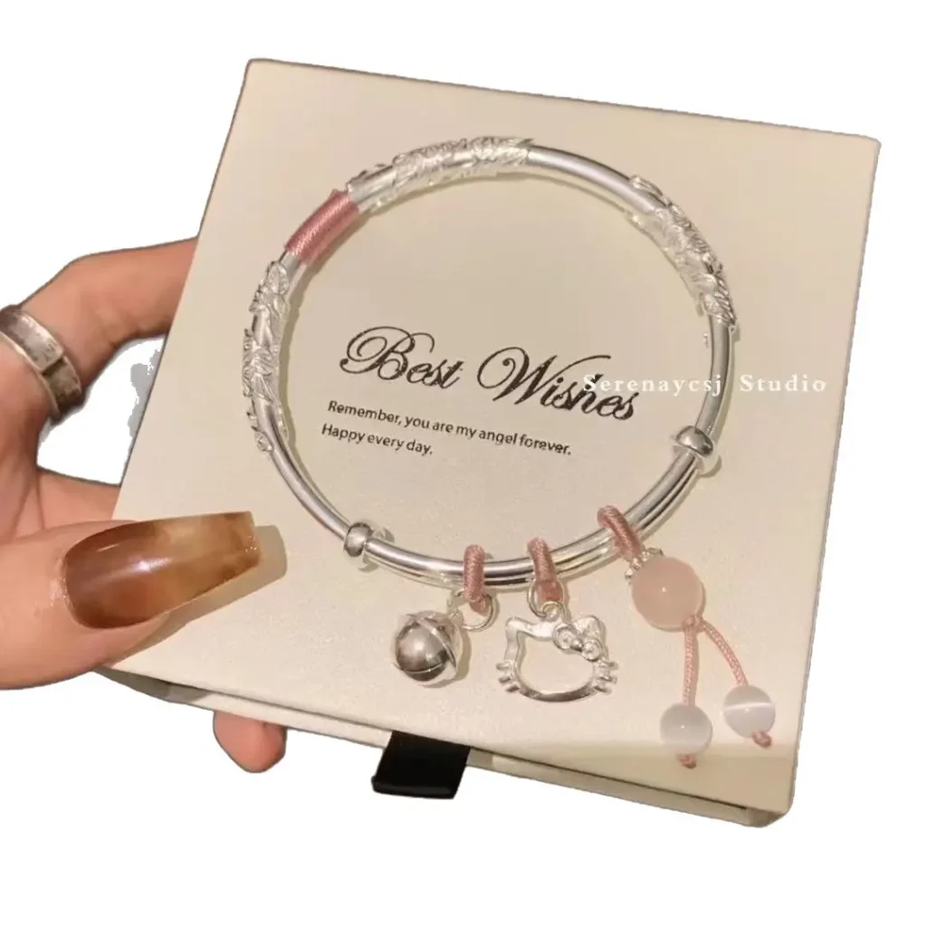 Floral Bracelet for Women Popular Kitty Cat Butterfly Open Silver Bracelet - photo 1