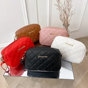 Red Quilted Crossbody Bag for Women