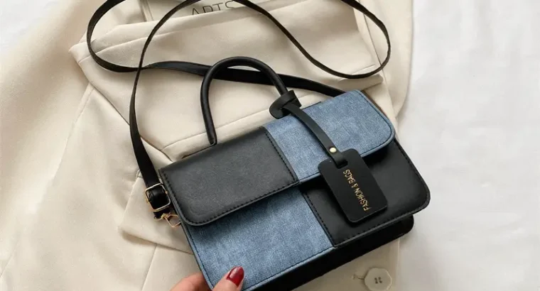 Women’s Blue White Stitched Shoulder Messenger Bag