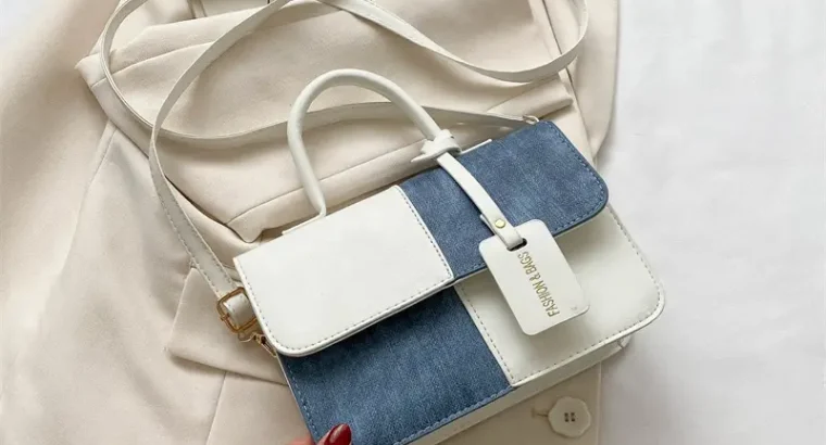 Women’s Blue White Stitched Shoulder Messenger Bag