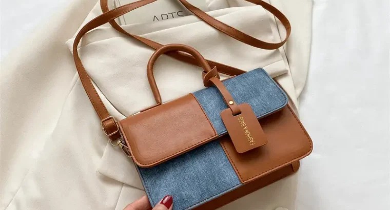 Women’s Blue White Stitched Shoulder Messenger Bag