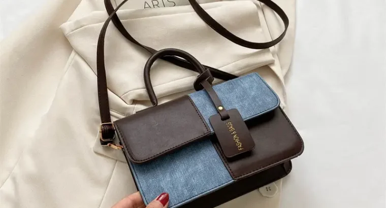 Women’s Blue White Stitched Shoulder Messenger Bag
