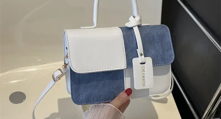 Women’s Blue White Stitched Shoulder Messenger Bag