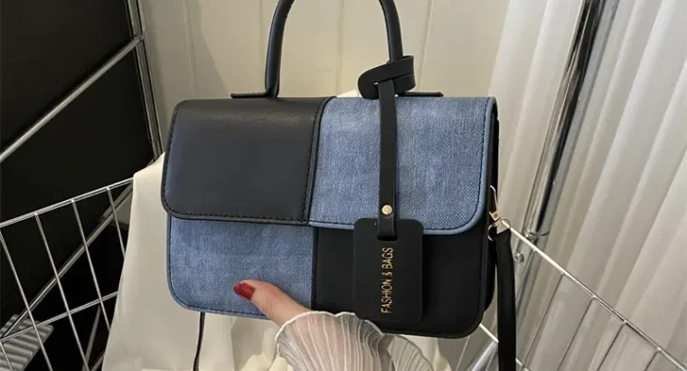 Women’s Blue White Stitched Shoulder Messenger Bag