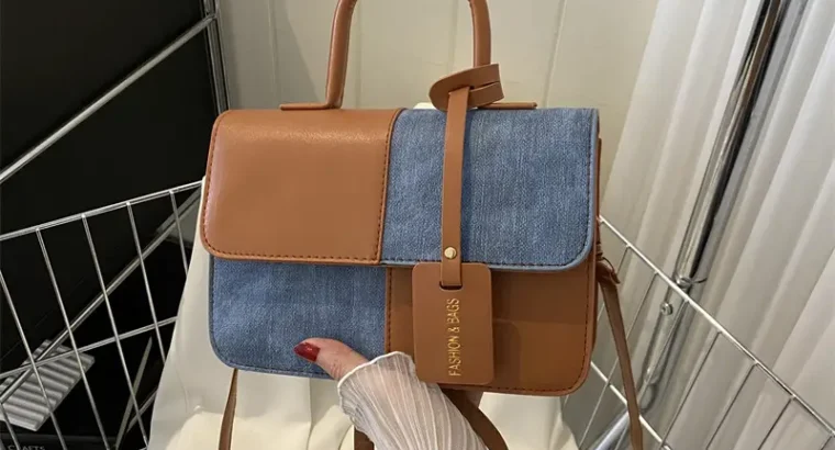 Women’s Blue White Stitched Shoulder Messenger Bag