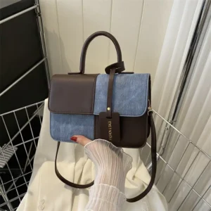 Women’s Blue White Stitched Shoulder Messenger Bag
