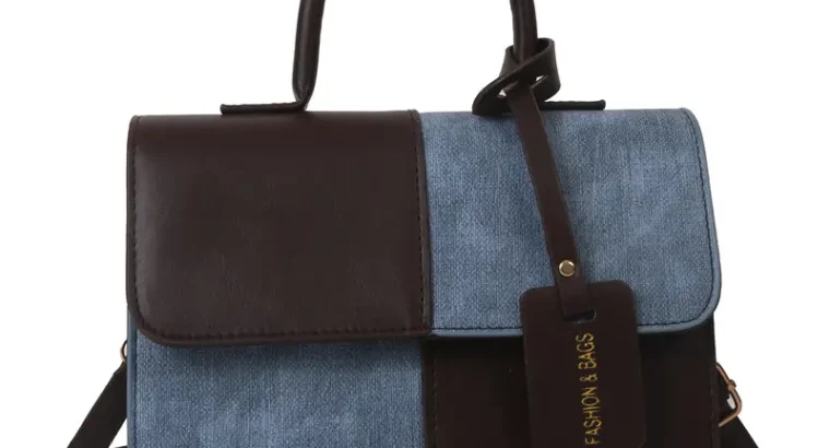 Women’s Blue White Stitched Shoulder Messenger Bag