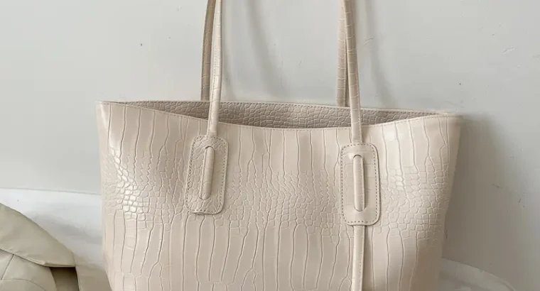 Women’s Red Crocodile Textured Tote Bag