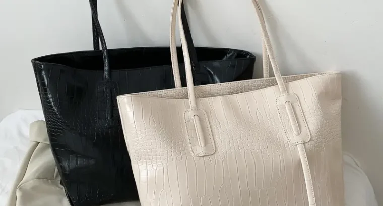 Women’s Red Crocodile Textured Tote Bag