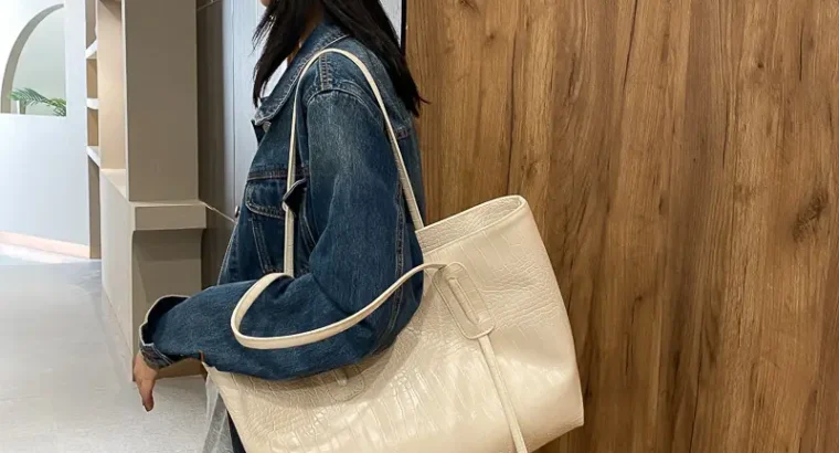 Women’s Red Crocodile Textured Tote Bag
