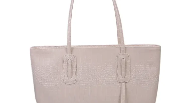 Women’s Red Crocodile Textured Tote Bag