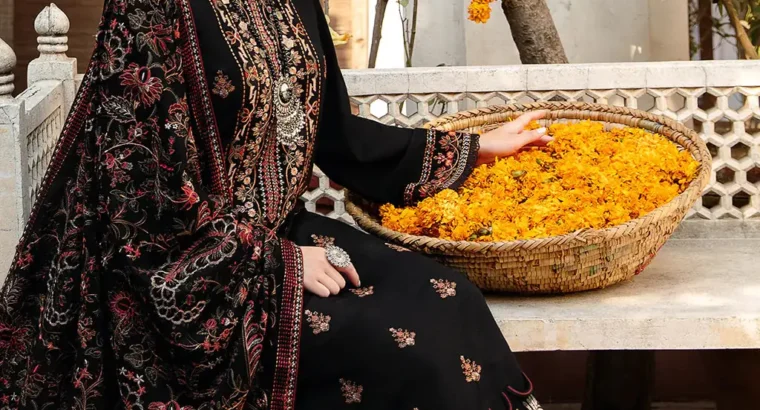 Beautiful and elegant 3-piece unstitched embroidered suit for women. Perfec