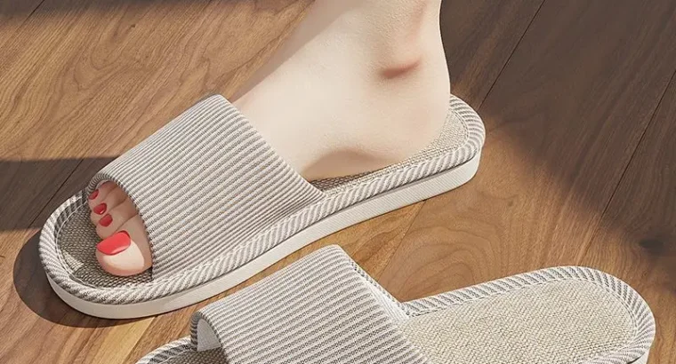 New Japanese Linen Chanel Style Slippers for Couple Spring and Autumn Indoo