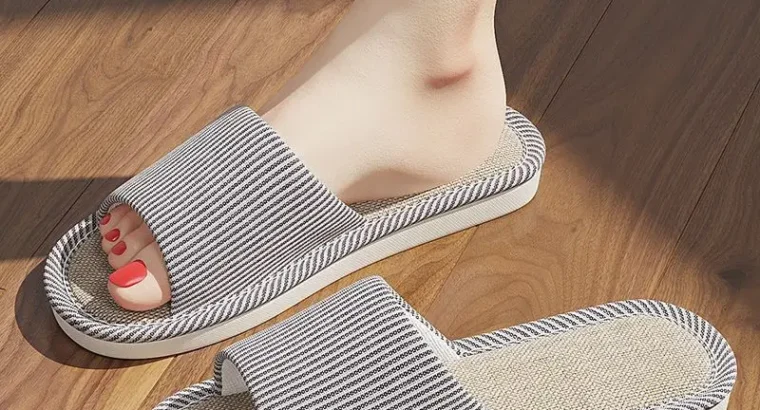 New Japanese Linen Chanel Style Slippers for Couple Spring and Autumn Indoo