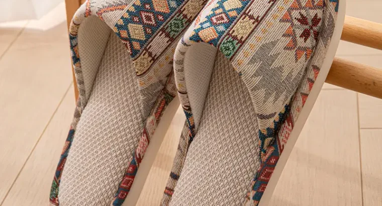 New Japanese Linen Chanel Style Slippers for Couple Spring and Autumn Indoo