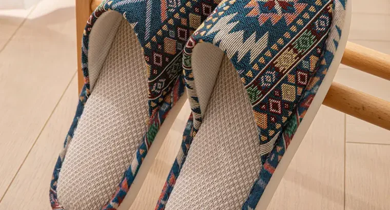 New Japanese Linen Chanel Style Slippers for Couple Spring and Autumn Indoo