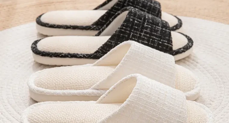 New Japanese Linen Chanel Style Slippers for Couple Spring and Autumn Indoo