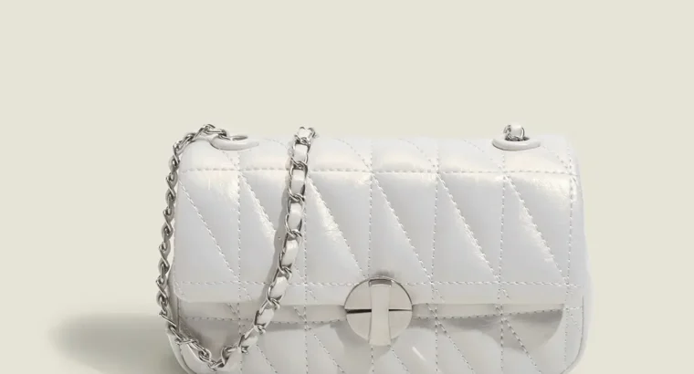 White Quilted Chain Shoulder Bag for Women