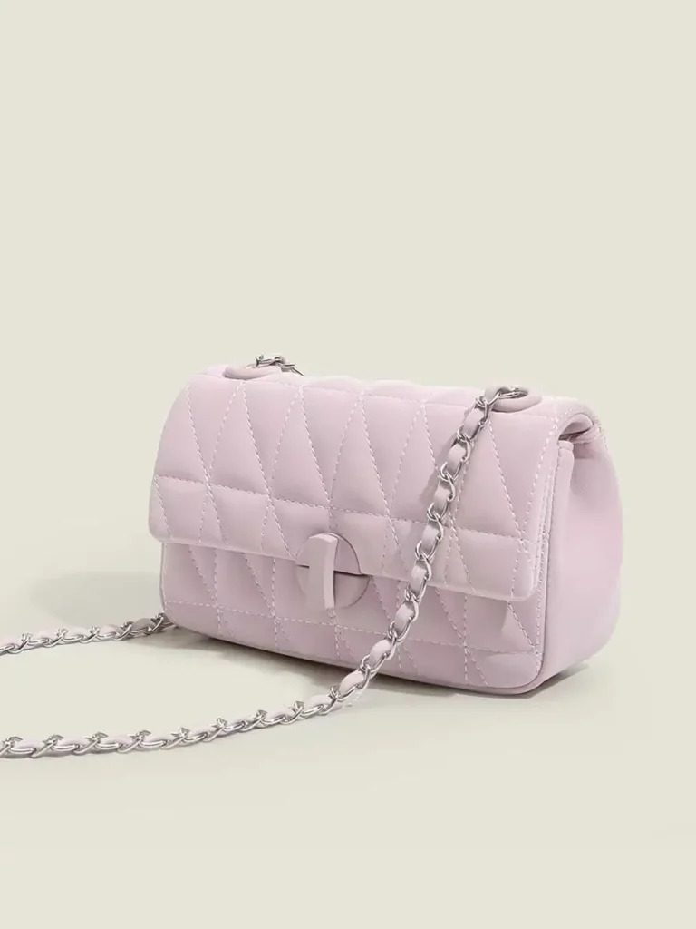 White Quilted Chain Shoulder Bag for Women - photo 6
