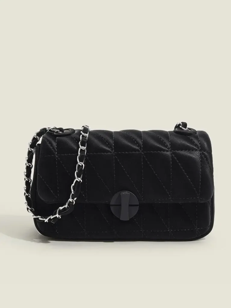 White Quilted Chain Shoulder Bag for Women - photo 4