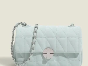 White Quilted Chain Shoulder Bag for Women