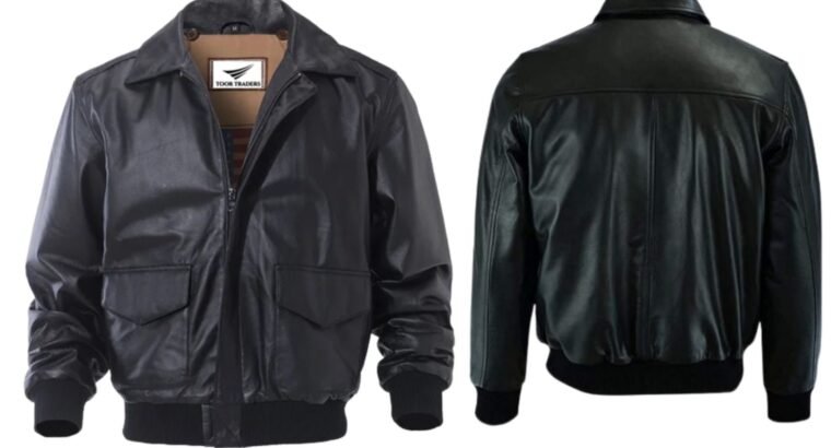 Real Black Sheepskin Leather Windbreaker...