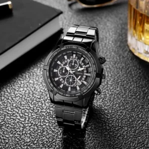 men watches three clrs black golden silver