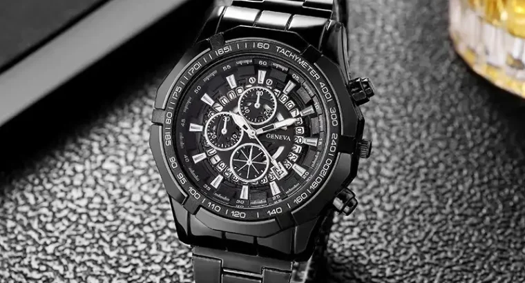 men watches three clrs black golden silver