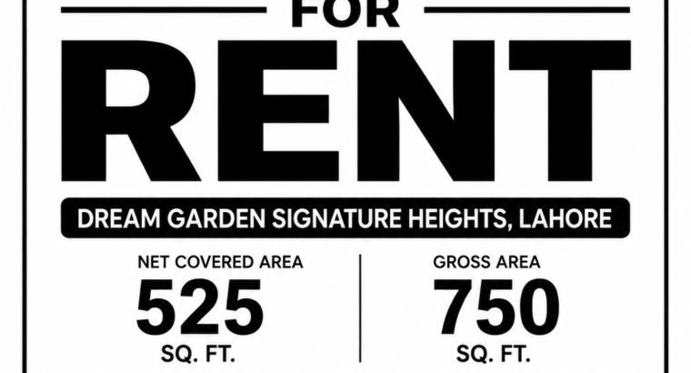 Shop for Rent in Dream Garden Signature Heights Lahore – 525 Sq. Ft.