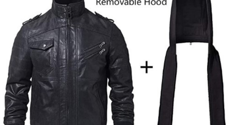 Genuine Black Leather Jacket for Men | Motorcycle Biker Removable Hood