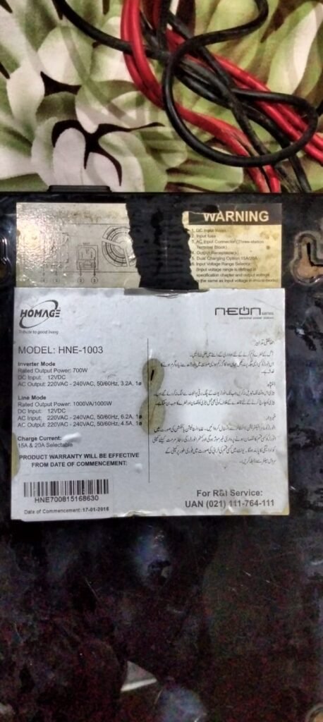Homage Neon HNE-1003 UPS Inverter 1000VA 700W Lahore - photo 2